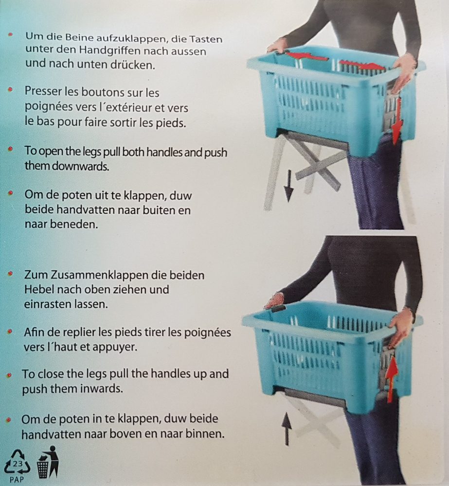wasmand op poten gebruiksaanwijzing