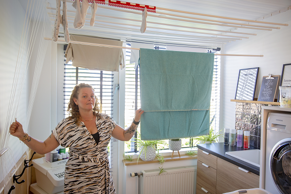 Was ophangen op een plafonddroogrek van 200 cm